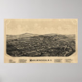 1891 Marlborough, NY Birds Eye Uitzicht Panoramic Poster (Voorkant)