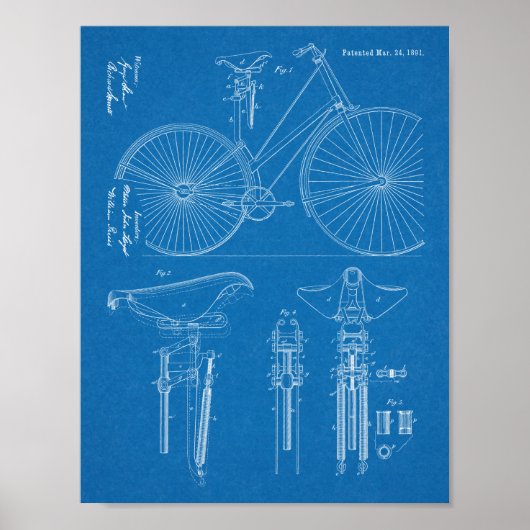 1891  ontwerp voor fietsontwerp - Kunstafdrukken v Poster (Voorkant)