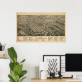 1891 Winston Salem NC Birds Eye Uitzicht Panoramic Poster (Thuiskantoor)