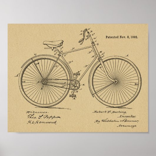 1892 brochure over fietspatroon — Kunstafdrukken Poster (Voorkant)