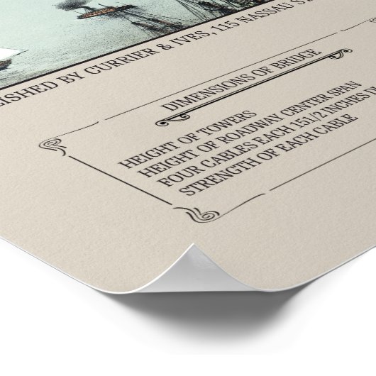 1892 Currier & Ives Brooklyn Bridge Lithograph Poster (Hoek)