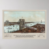1892 Currier & Ives Brooklyn Bridge Lithograph Poster (Voorkant)