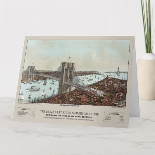 1892 Currier & Ives Brooklyn Bridge, Verenigde Sta Kaart (Voorkant)