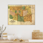 1892 Kaart van de Indische en de Oklahoma-gebieden Poster (Keuken)