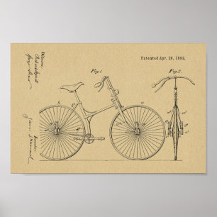 1892 Kunstafdrukken voor ophanging van fietsen Poster