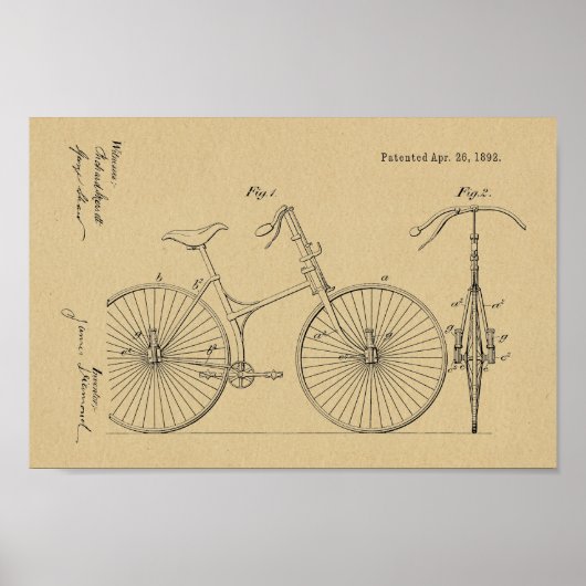 1892 Kunstafdrukken voor ophanging van fietsen Poster (Voorkant)