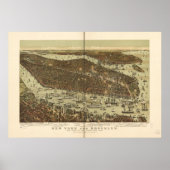 1892 New York & Brooklyn Birds Eye Panoramic Map Poster (Voorkant)