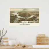 1892 Norfolk, VA Bird's Eye Uitzicht Panoramic Map Poster (Keuken)