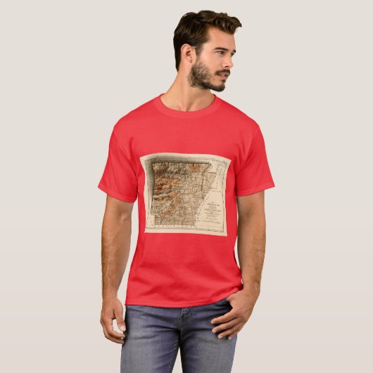 1892 Relief Map of Arkansas 3D digitallyrendered O T-shirt (Voorkant volledig)
