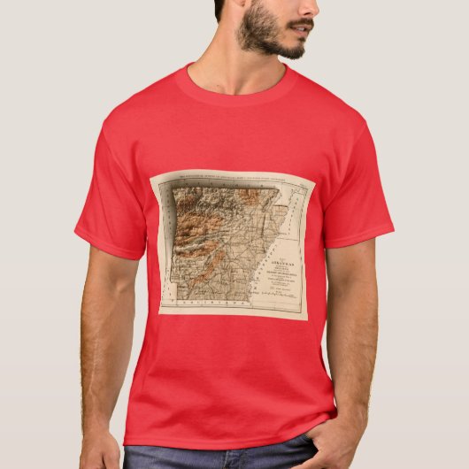 1892 Relief Map of Arkansas 3D digitallyrendered O T-shirt (Voorkant)