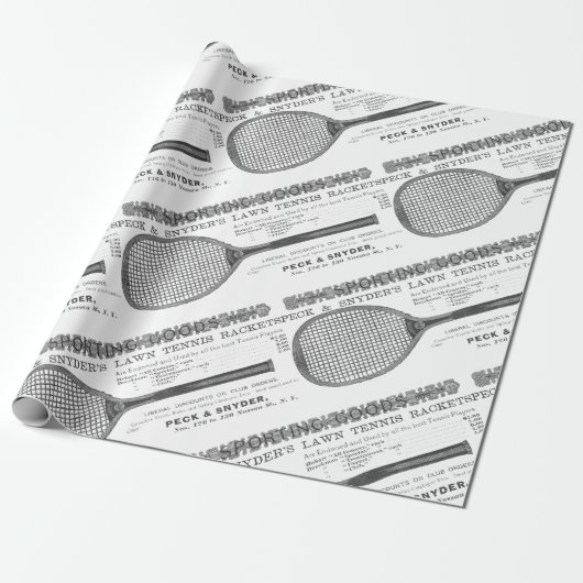 1892 Tennis Racquet Lawn Tennis Sport Cadeaupapier (Uitgerold)
