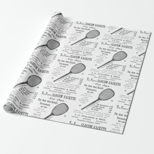 1892 Tennis Racquet Lawn Tennis Sport Cadeaupapier (Uitgerold)