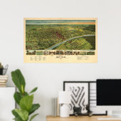 1892 Waco, TX Bird's Eye Uitzicht Panorama Poster (Thuiskantoor)