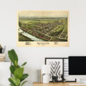 1893 Aerial Map Royersford PA Pennsylvania Poster (Thuiskantoor)
