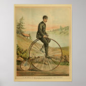 1893 Bicycle High Wheel Penny Farthing Art Print (Voorkant)