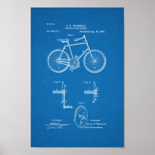 1893  blauwdruk voor fietspatronen poster