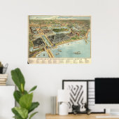 1893 Chicago, IL Birds Eye View Panoramic Map Poster (Thuiskantoor)