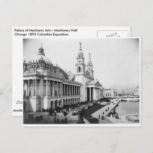 1893 Columbia Exposition, Palace of Mechanic Arts Briefkaart (Voorkant / Achterkant)