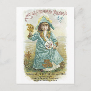 1893 Dames geparfumeerd kalender Hoyt & Co. German Briefkaart