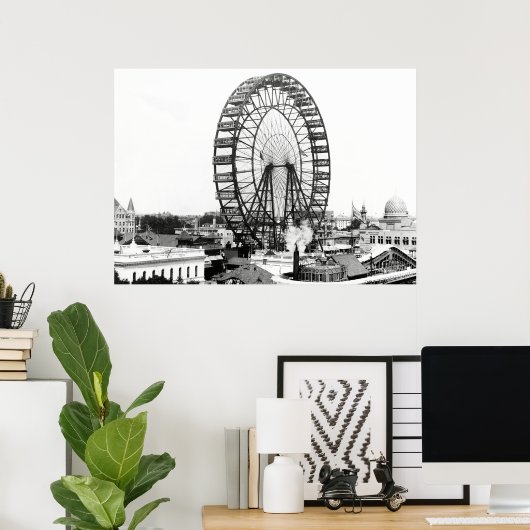 1893 EERSTE FERRIS WIEL - CHICAGO WORLDS FAIR POSTER (Thuiskantoor)
