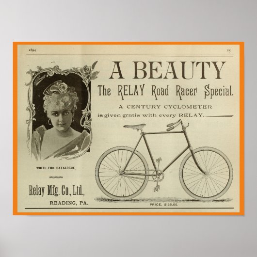 1893  fietsenmagazijn en kunstartikel Poster (Voorkant)