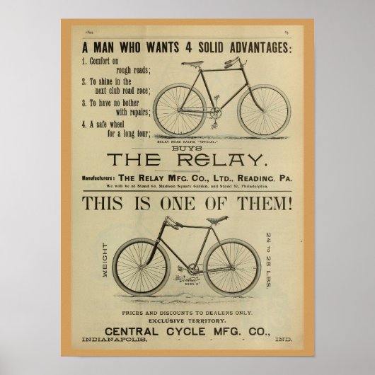 1893  fietsenmagazijn en kunstwerk Poster (Voorkant)
