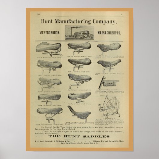 1893  fietsenmagazijn en kunstwerk Poster (Voorkant)