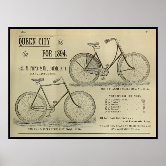 1893  fietsenmagazijn en kunstwerk Poster (Voorkant)