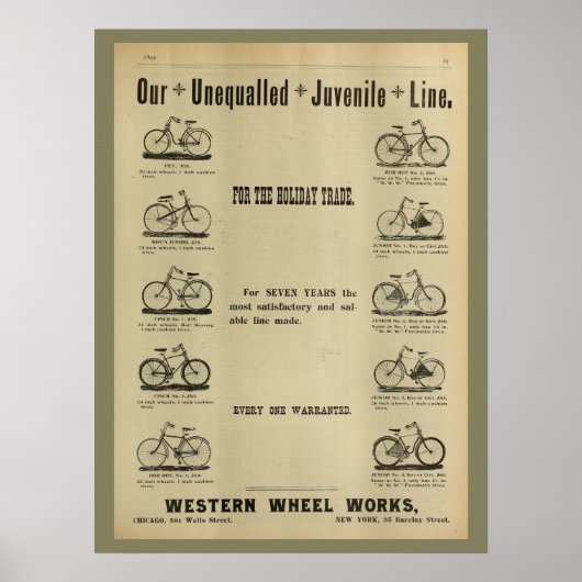 1893  fietsenmagazijn en kunstwerk Poster (Voorkant)