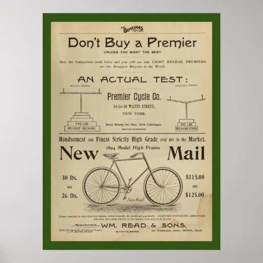1893  fietsenmagazijn en kunstwerk Poster (Voorkant)