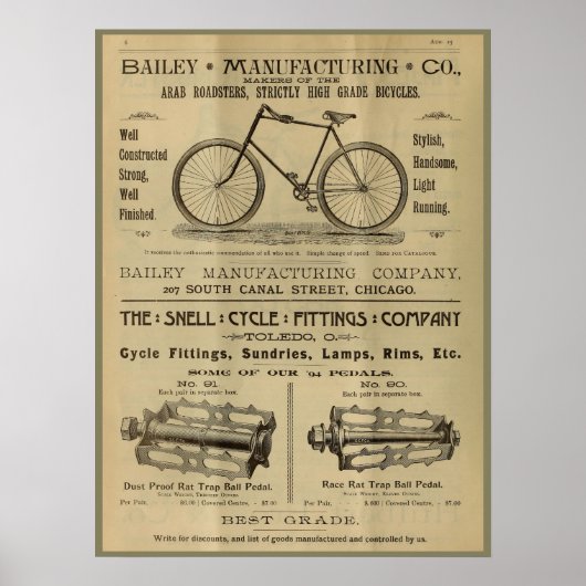 1893  fietsenmagazijn en kunstwerk Poster (Voorkant)