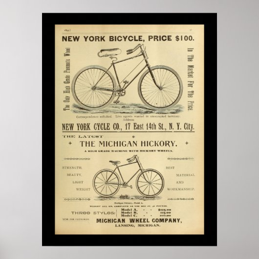 1893 fietsenmagazijn en kunstwerk Poster (Voorkant)