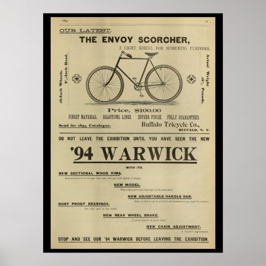 1893 gezant fietsentijdschrift en kunstartikel Po Poster (Voorkant)