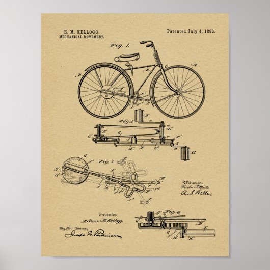 1893 Kettingloze Art-afdrukken voor fietspatroon Poster (Voorkant)