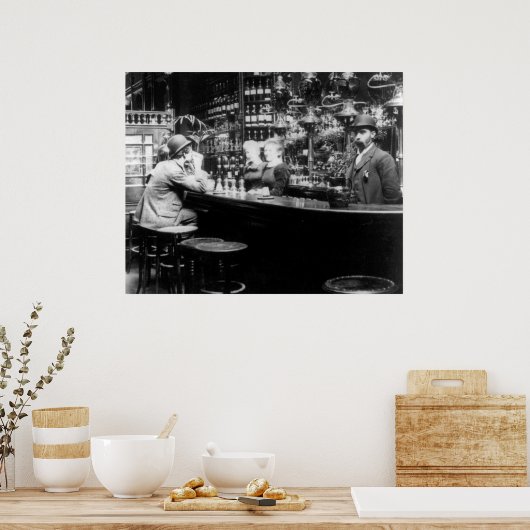 1893 Londen, foto van de Engelse Bar Pub Poster (Keuken)