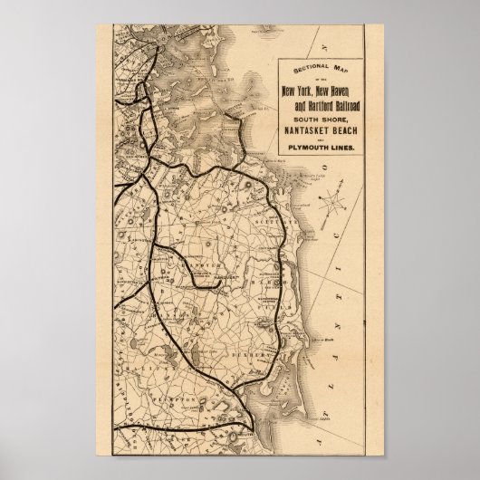 1893, Map, New Haven Railroad,  Poster (Voorkant)