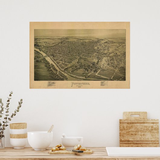 1893 Panoramic Map Pottstown PA Pennsylvania Poster (Keuken)