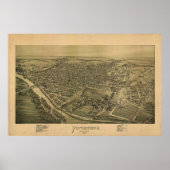 1893 Panoramic Map Pottstown PA Pennsylvania Poster (Voorkant)