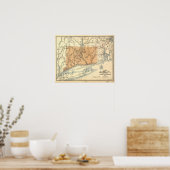 1893 Railroad Map Connecticut Poster (Keuken)