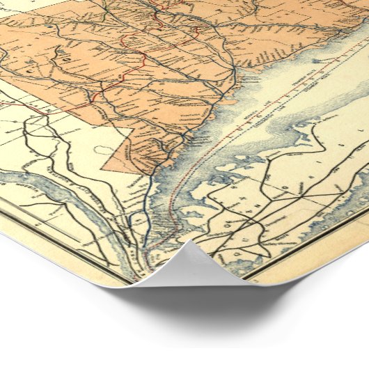 1893 Railways Map Connecticut, Poster (Hoek)