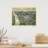 1893 Saint Paul, MN Birds Eye Uitzicht Panoramic M Poster (Keuken)