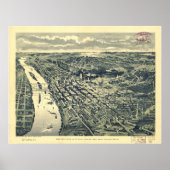 1893 Saint Paul, MN Birds Eye Uitzicht Panoramic M Poster (Voorkant)