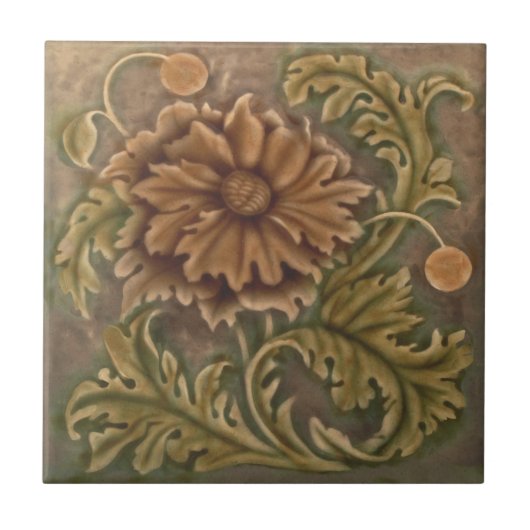 1893 Sherwin Cotton Art Nouveau Repro Faux Relief Tegeltje (Voorkant)