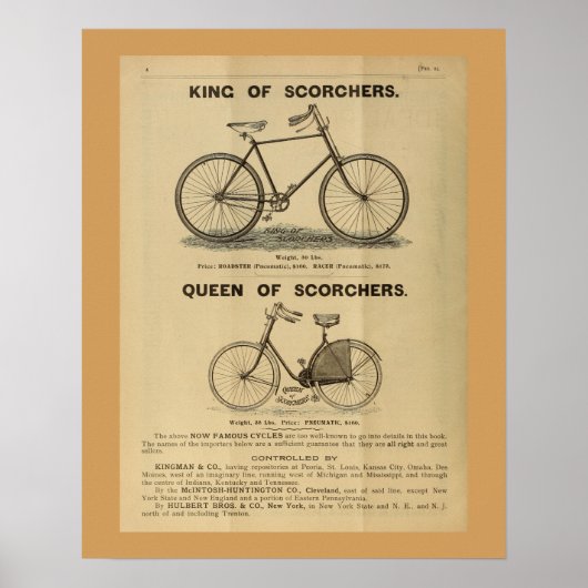 1893 Vintage Bicycle Magazine Ad Art Poster (Voorkant)