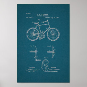 1893 Vintage Bicycle Patent Print Blueprint