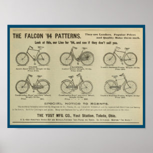 1893  Yost-fietsenmagazijn en kunstwerk Poster