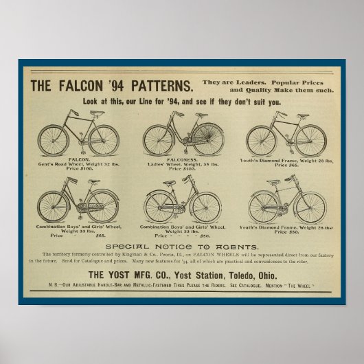 1893 Yost-fietsenmagazijn en kunstwerk Poster (Voorkant)