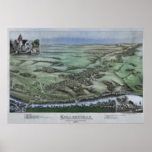 1894 Aerial Map Collegeville PA Pennsylvania Poste Poster
