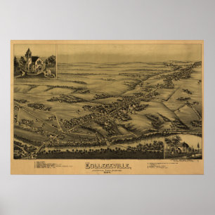 1894 Aerial Map Collegeville PA Pennsylvania Poster