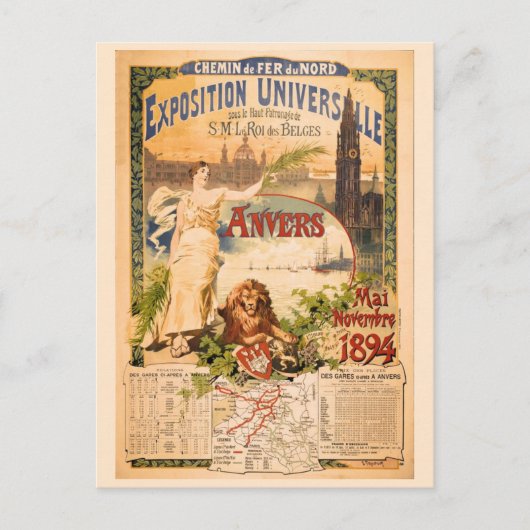 1894 Antwerpse Wereldtentoonstelling Briefkaart (Voorkant)